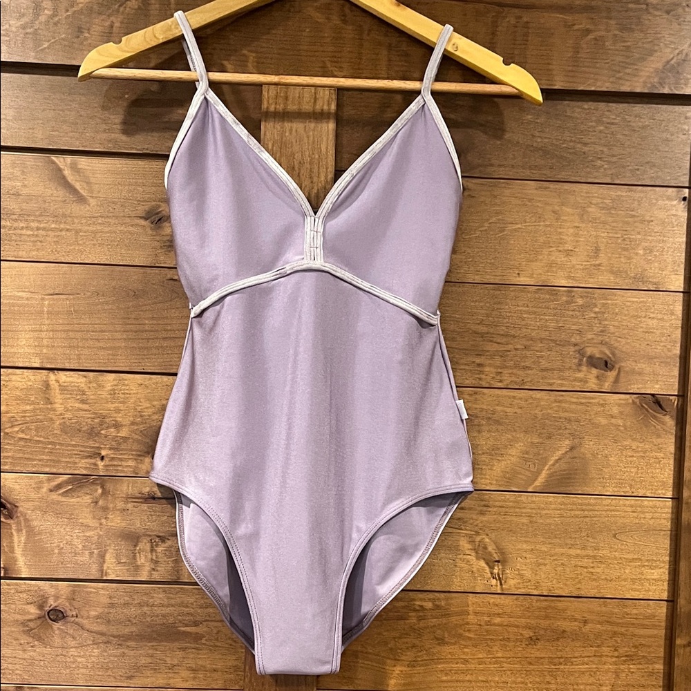 Lavender Velvet trim ballet leotard